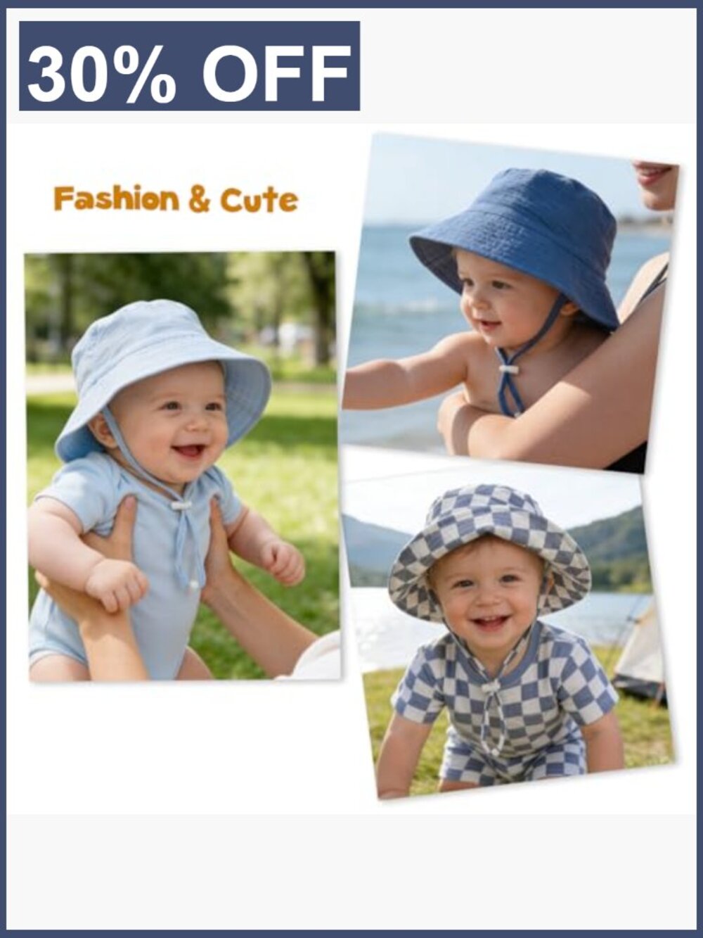 Baby Sun Hat Infant Toddler Summer Cotton Bucket Hat Boys Girls - Picture 7 of 7